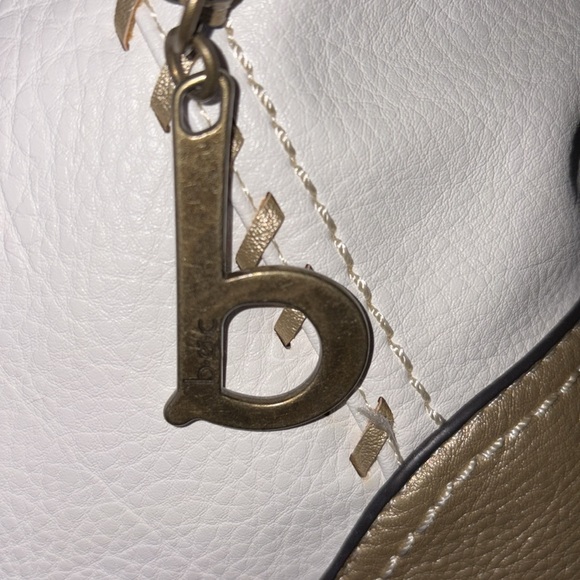Boc Born shoulder bag white/gold trim & whip stitching 3 compartment NWT - Picture 5 of 17